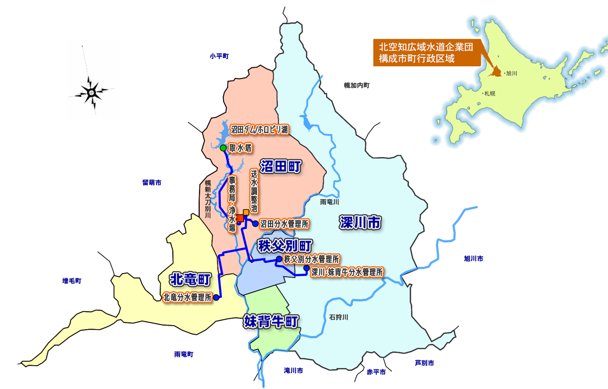 構成市町の行政区域図